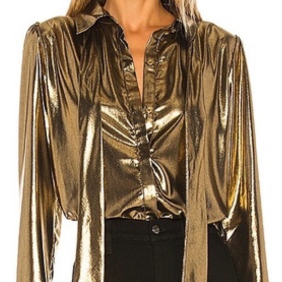 7 For All Mankind Tops - 7 For All Mankind Shiny Gold Blouse